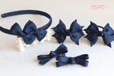 Discounted Package of Navy Blue Bow Hair Accessories Set (BSP01)