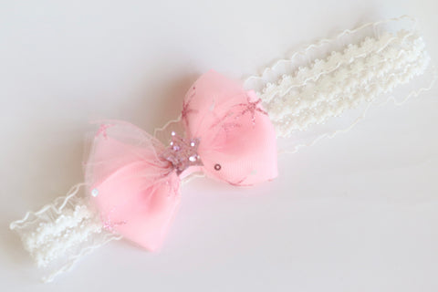 Elegant Pink Bow Hair Bow Baby Headband (BB169)