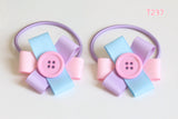 Lovely Hair Ties with Button(rainbow, purple, pink, yellow, red and blue) (T185,T237, T238, T134, T108, T30, T40, T162, T65)