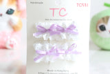 Elegant Lace with Little Bow Hair Clips Set (one pair)(Pink/ Purple/ Light Blue/ Red) (TC530-TC533)