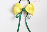 Big Bow School Hair Ties, Good Hope / Yellow and Dark Green (BS2146）