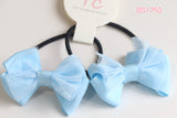 Light Blue Layered Mesh Bow Hair Elastics (Set of 2)（BS1750）