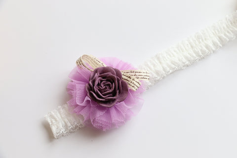 Beautiful Purple Tulle Bow Baby Headband (BB173)