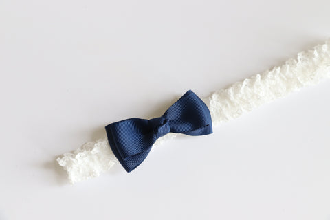 Classic Navy Hair Bow Baby Headband (BB174)