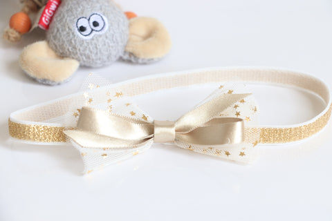 Elegant Gold Hair Bow Baby Headband (BB180)