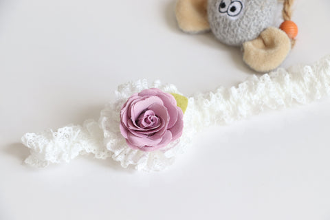 Elegant Purple Flower Lace Baby Headband (BB181)