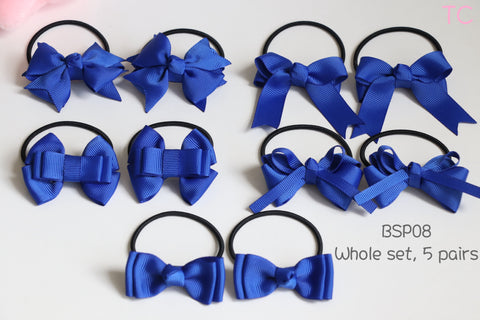 Discount Package of 5 pairs of Hair Ties, Royal Blue/ DGJS (BSP08)