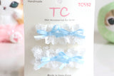 Elegant Lace with Little Bow Hair Clips Set (one pair)(Pink/ Purple/ Light Blue/ Red) (TC530-TC533)