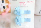 Pom Pom School Hair Clips in Light Blue (BS1753)