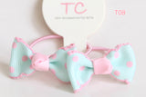 Pink Polka-dot Print Hair Ties(pink/ green) (T08,T09,T10)