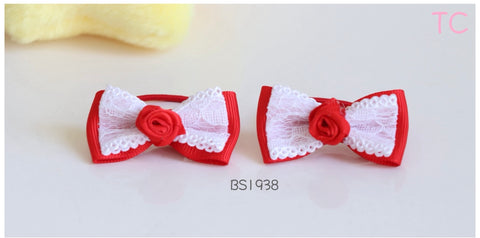 School Hair Ties in Red and White (BS1938-BS1939)