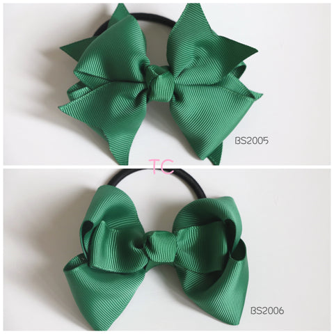 School Hair Ties with Big Bow, Forest Green/ Good Hope School (BS2005-BS2006)