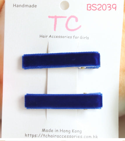 寶藍色絲絨學校髮夾 (BS2039-BS2042)