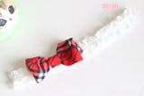 Red Gingham Hair Bow Baby Headband (BB184)