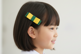 Classic Bow Hair Clips of Good Hope School / dark Yellow and Forest Green (one pair) (BS2108)