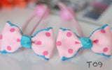 Pink Polka-dot Print Hair Ties(pink/ green) (T08,T09,T10)