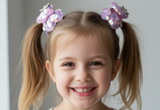 Purple Hair Ties with Sequin Bear (T224)