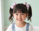 Purple Floral-print Bow Hair Ties (T131)