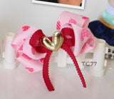 Glitter Heart and Red Big Bow Hair Clips (TC76-TC77)