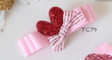 Glitter Red and Pink Heart Hair Clips (TC78-TC80)