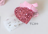 Glitter Red and Pink Heart Hair Clips (TC78-TC80)