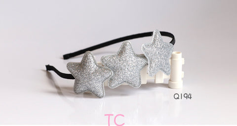 Glitter Silver Star Headband (Q194)