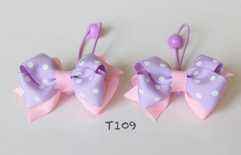 Pink and Purple Polka-dot Hair Ties (T109)