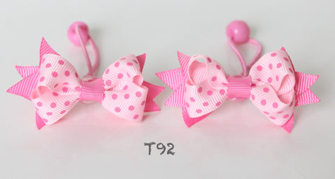 Pink Polka Dot Hair Ties (T92)